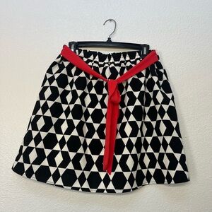 Francesca's Collections Black and White Bubble Skirt Tie Front Cocktail